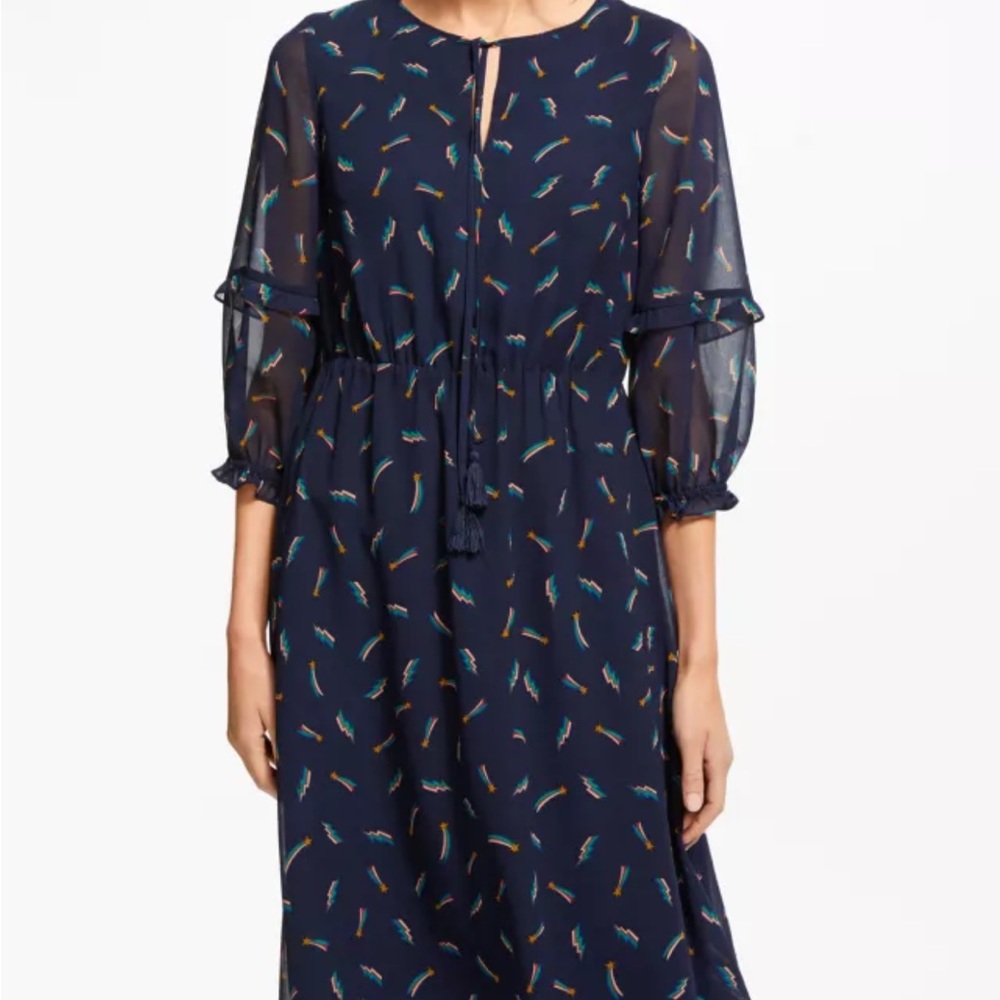 Boden Iona Midi Dress Navy Shooting Star Size 16 Long